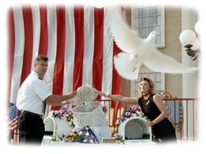 white dove release at patriotic funeral
